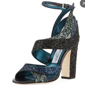 Jimmy Choo Falcon 100 Coarse Glitter Sandals